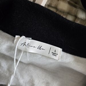 Active USA Black & White Collared Knit Crop Top